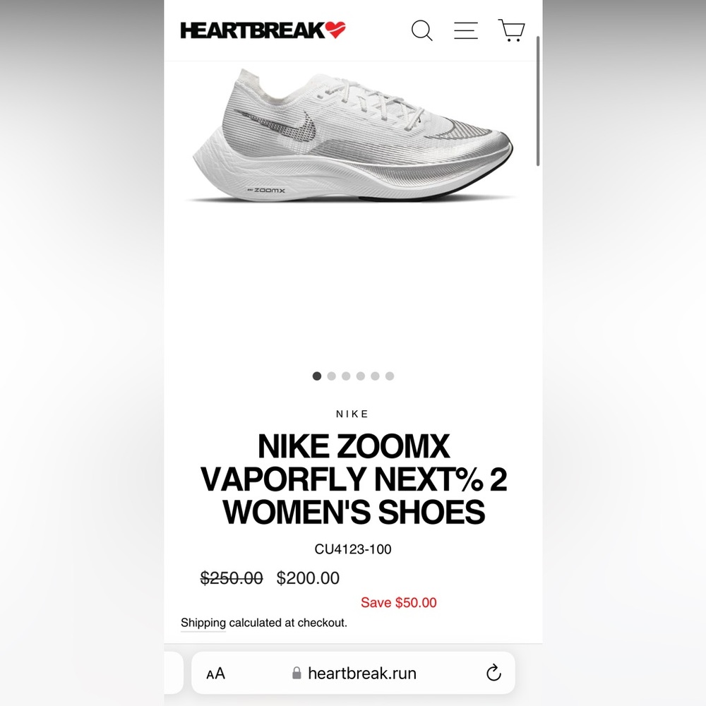 Brand new without tags Nike Woman's Vaporfly running shoes